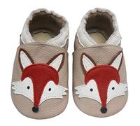 Bemesu bébé rampant chaussures premiers marcheurs pantoufles en cuir pantoufles enfants en cuir souple pour filles et garçons renard beige (XL, EU 23-24)