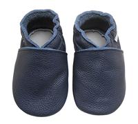 Bemesu Chaussons Bebe Chausson Cuir Bébé Chaussures Premiers Pas Bébé Garçon Fille Bleu foncé 6 mois-12 Mois