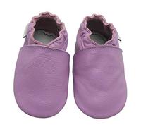 Bemesu chaussures rampantes pour bébés premiers marcheurs pantoufles en cuir pantoufles pour enfants en cuir souple couleur unie violet (L, 12-18 M, EU 21-22)