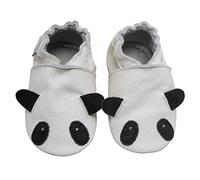 Bemesu chaussures rampantes pour bébés premiers marcheurs pantoufles en cuir pantoufles pour enfants en cuir souple pour filles et garçons Weiss Panda (S, EU 18-19)