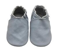 Bemesu chaussures rampantes pour bébés premiers marcheurs pantoufles en cuir pantoufles pour enfants en cuir souple couleur unie gris pierre (S, 0-6 M, EU 18-19)