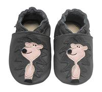 Bemesu chaussures rampantes pour bébés premiers marcheurs pantoufles en cuir pantoufles pour enfants en cuir souple pour filles et garçons lion gris (S, EU 18-19)
