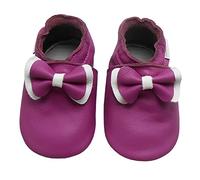 Bemesu premiers marcheurs chaussures rampantes pour bébés pantoufles en cuir pantoufles pour enfants en cuir souple pour filles et garçons violet, nœud (M, 6-12 M, EU 20-21)