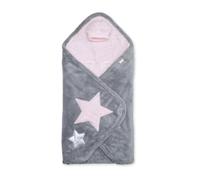 BEMINI - Couverture nomade/Nid d'ange/ BISIDE - 90x90 cm - Collection Stary Motifs étoiles Rose pale - en Softy - Catégorie chaude