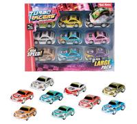BEMIRO Turbo Racers raceauto speelgoed met terugtrek- set van 9, speelgoedauto m
