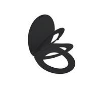 BEMIS Click&Clean Abattant WC fin à fermeture amortie - Noir mat | Fixation par le haut | Technologie Quick Release Click & Clean | Charnières en acier | Universel | Design fin