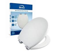 BEMIS Cottage Siège en bois moulé blanc avec système d'abaissement automatique | Abattant WC ne se détache pas | Fixation au sol Ultra-Fix | Installation facile | Convient pour toutes les formes