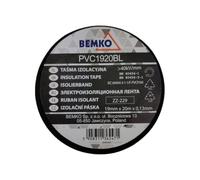 BEMKO Ruban isolant noir - 19mm x 20m - PVC - Adhésif électrique - Isolation professionnelle