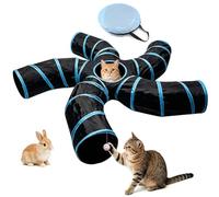 Bemodst Road Tunnel pour Chat, 2 Voies/3 Voies/4 Voies/5 Voies Tubes de Tunnels Pliable Jouet Labyrinthe interactif pour Petits Animaux, Petit Lapin,Chaton, Chiot,Furet,cochons d’ Inde (5 Voies)