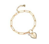 Bemoly Bracelets en or pour femme - Bracelet délicat avec initiale en forme de cœur - Bracelet à maillons - Plaqué or 14 carats - Bracelet d'amitié, Laiton, Oxyde de zirconium