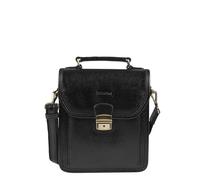 BEMON Sacoche Nino en Cuir Homme, Porté main ou bandoulière (Noir)