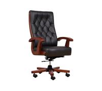 BEMONDI Chaise de Bureau élégante Consul en Cuir Naturel Noir
