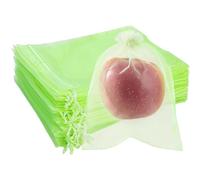 Bemonew 150PCS Sacs de Protection des Fruits 8x12 Pouces Sacs de Fruits Sac en Filet Réutilisable Vert avec Cordon Serrage pour Légumes, Raisins Mangue Tomate Fraise