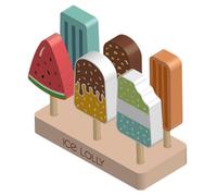 Bemonew 7 pièces/Ensemble de Jeu de crème glacée Ensemble Nourriture Jeu en Bois coloré avec 6 Jouets Glace Forme différente et 1 Support Faisant Semblant Jouet crème glacée pour Les Enfant