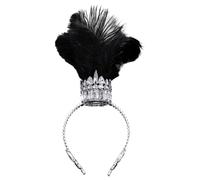 Bemonew Accessoire de coiffure burlesque années 1920 pour femmes serre-tête couronne à plumes et strass accessoire de coiffure flapper pour fêtes carnavals et spectacles burlesques