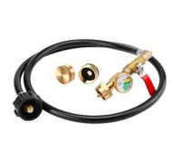 Bemonew Adaptateur de remplissage de propane de 0,5 kg, adaptateur de propane de 9,1 kg à 0,5 kg, recharge de tuyau avec manomètre et valve en laiton robuste QCC1/connecteur de type 1