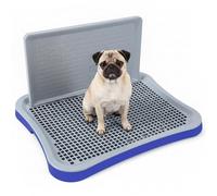Bemonew Bac à litière pour Chien Toilettes d'intérieur avec Bords Hauts et Support Amovible en Filet pour l'apprentissage de la propreté des Chiots et Petits Chiens Bleu