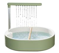Bemonew Bain d'oiseaux automatique pour cage à perruches rechargeable par USB avec simulation de flux d'eau doux et bassin amovible, fontaine de bain sûre