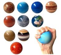 Bemonew Balles Anti-Stress du système Solaire, 10 pièces, Jouets à Presser planète PU pour Enfants, Jeu éducatif dans l'espace