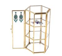 Bemonew Boîte à Bijoux Vintage en Verre Transparent, boîte à Bijoux, présentoir doré, Organisateur pour Collier et Bague