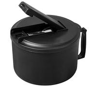Bemonew Bol à nouilles avec couvercle - Bol de cuisson Ramen en acier inoxydable avec support de téléphone et drainage, ensemble pliable portable pour bureau, dortoir, camping (noir)
