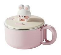 Bemonew Bol à Ramen instantané avec Couvercle 1200 ml/42 oz Grand Bol à Ramen Mignon en Forme de Lapin avec poignée et Support pour téléphone Doublure en Acier Inoxydable pour Soupe et Nouilles
