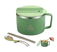 Bemonew Bol Ramen mignon-bol de nouilles instantanées isolé résistant à la chaleur à Double paroi de 1200ML avec couvercle et ustensiles pour dortoir bureau