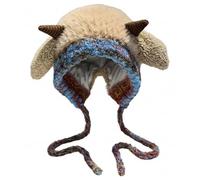 Bemonew Bonnet en Bois de cerf Bonnet Mignon Chaud et Coupe-Vent en Maille de Noël Renne avec Protection des Oreilles et Sangle pour l'hiver Kaki