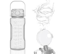 Bemonew Bouteille d'eau avec échelle 2L, Bouteille d'eau de Sport Transparente étanche avec poignée, Passe au Lave-Vaisselle pour la Maison, Le Bureau, Le Sport, Blanche