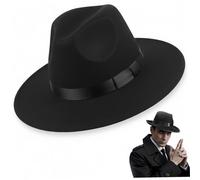 Bemonew Chapeau Fedora pour homme chapeau Fedora classique style gangster des années 1920 avec un élégant ruban de satin pour les fêtes et les événements à thème
