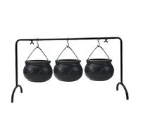 Bemonew Chaudron de Sorcières Ensemble de 3 Mini Chaudron sur Support Sorcières en Plastique Seau Bol Bonbons d'Halloween pour la Décoration Fête d'Halloween