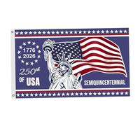 Bemonew Drapeau américain du 250e Anniversaire, 3 x 5 Pieds, 2 Faces, Drapeau du 250e Anniversaire 1776-2026, décoration Patriotique pour Porte d'entrée extérieure, Mur de Porche