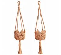 Bemonew Ensemble de 2 suspensions pour Plantes en macramé 89 cm tissées à la Main Style bohème en mélange de Coton réglables pour la décoration intérieure et extérieure.
