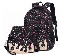 Bemonew Ensemble de sac à dos d'école 3 pièces pour filles, joli sac à dos de crème glacée avec bandoulière et porte-monnaie, décontracté Kawaii Preppy