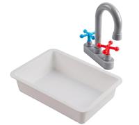Bemonew Ensemble d'évier de Jeu 2 pièces pour Enfants Jouet d'évier de Cuisine en Plastique avec Robinet et éviers rectangulaires Ensemble Jeu 'Imitation pour Les Tout-Petits