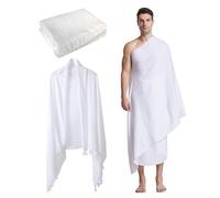 Bemonew Ensemble Umrah Essentials (2 pièces) pour Homme Ihram Doux et Absorbant la Transpiration idéal pour Le Hajj. Comprend Les vêtements Ihram et Ahram (43 x 83 Pouces).