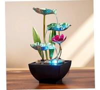 Bemonew Fontaine d'eau de Table avec lumières, Cascade de Bureau à Feuilles avec rochers, fontaines d'eau 'intérieur pour Maison, Bureau, Chambre à Coucher, 3 Niveaux, Style 1