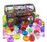 Bemonew Gemmes de plongée, 100 pièces de Pierres précieuses et Diamants en Acrylique, Rangement Coffre au trésor Pirate, plongée colorée 2 cm pour Enfants