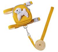 Bemonew Harnais pour chien avec poches pour chien et chat, sac à dos souple avec laisse réglable et sac à goûter pour petits chiens et chats de 2 à 10 kg, jaune