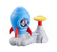 Bemonew Jouet Lanceur de Disque Volant, Jouets d'extérieur Volants avec Filet de Capture, Jouet Lanceur Disque pour Enfants, Jeu Chasse interactif Amusant, Bleu