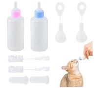 Bemonew Kit d'alimentation au biberon pour Chaton, Petit biberon pour Chaton avec Brosse de Nettoyage et tétines de Remplacement pour Animaux Compagnie Nouveau-nés, Chiots, Lapins, Petits Animaux