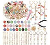 Bemonew Kit de fabrication de porte-clés brillant à lèvres, 263 pièces, kit fabrication porte-clés comprenant des clips -, une chaîne d'extension, une breloque, un anneau saut, pince