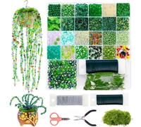 Bemonew Kit de plantes à perles 2100 pièces, perles suspendues pour la fabrication de bijoux, bricolage artisanal, convient aux Pots 3.2/1.77 pouces, Pot non inclus