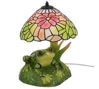 Bemonew Lampe de chambre d'enfant en forme de grenouille, verre teinté avec base grenouille verte, veilleuse artistique pour décoration de bureau, chambre d'enfant, salon, 18 cm
