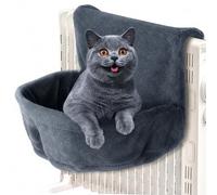Bemonew Lit Suspendu surélevé pour Chat Confortable et Douillet avec Structure en Fer Robuste et Peluche Douce. Idéal pour Les Petits Chats. Dimensions : 46 x 39 x 26 cm. Couleur : Gris foncé.