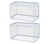 Bemonew Lot de 2 boîtes d'élevage de poissons pour aquarium, grand élevage de poissons avec ventouses, filet d'isolation suspendu pour alevins, gupy, betta, crevettes et malades