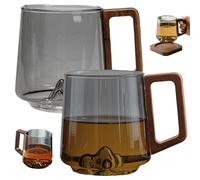 Bemonew Lot de 2 tasses en verre avec poignées, 450 ml, tasse à café créative pour homme et femme