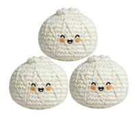 Bemonew Lot de 3 balles de jonglage, pouf en laine douce avec motif, accessoires de jeu de fête et soulagement du stress, blanc