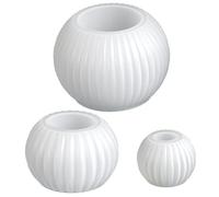 Bemonew Lot de 3 bougeoirs en silicone, support rond à rayures et vase à fleurs, moules réutilisables pour béton, plâtre, résine