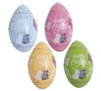 Bemonew Lot de 4 grands œufs gonflables de Pâques gonflables en PVC avec impression vive et design résistant aux fuites - 35,6 x 20,3 cm